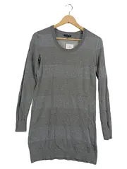 Vorschaubild 1 von Damen Longpullover Strickkleid Grau Gestreift Gr. XS