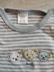 Vorschaubild 2 von Baby Body Langarm Grau Gestreift mit Teddy-Motiv Gr. 80