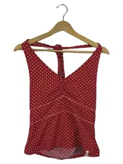 Vorschaubild 1 von Damen Bikini Oberteil Rot Gepunktet Gr. 38 M Retro Neckholder Top