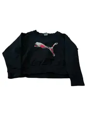 Vorschaubild 1 von Kinder Pullover Gr. 128 Schwarz Sportlich Logo-Print Sweatshirt