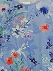 Vorschaubild 3 von Damen T-Shirt Gr. 42 Blau Blumenmuster Streifen Viskose