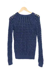 Vorschaubild 2 von Damen Pullover Lochmuster Blau Gr. 34/XS Casual Baumwolle