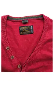 Vorschaubild 2 von Pullover Herren Rot Baumwolle V-Ausschnitt Gr. 46/S