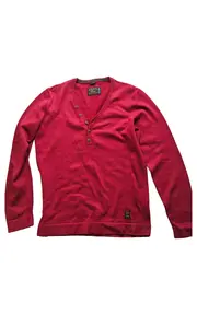 Vorschaubild 1 von Pullover Herren Rot Baumwolle V-Ausschnitt Gr. 46/S