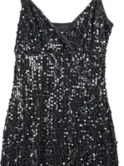 Vorschaubild 2 von Damen Pailletten Kleid Gr. 36;S Glamourös Schwarz