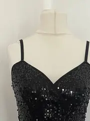 Vorschaubild 3 von Damen Pailletten Kleid Gr. 36;S Glamourös Schwarz