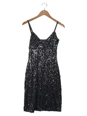 Vorschaubild 1 von Damen Pailletten Kleid Gr. 36;S Glamourös Schwarz