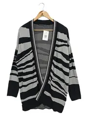 Vorschaubild 1 von LE COMTE Damen Strickjacke 36/S Schwarz Grau Gestreift Elegant Casual