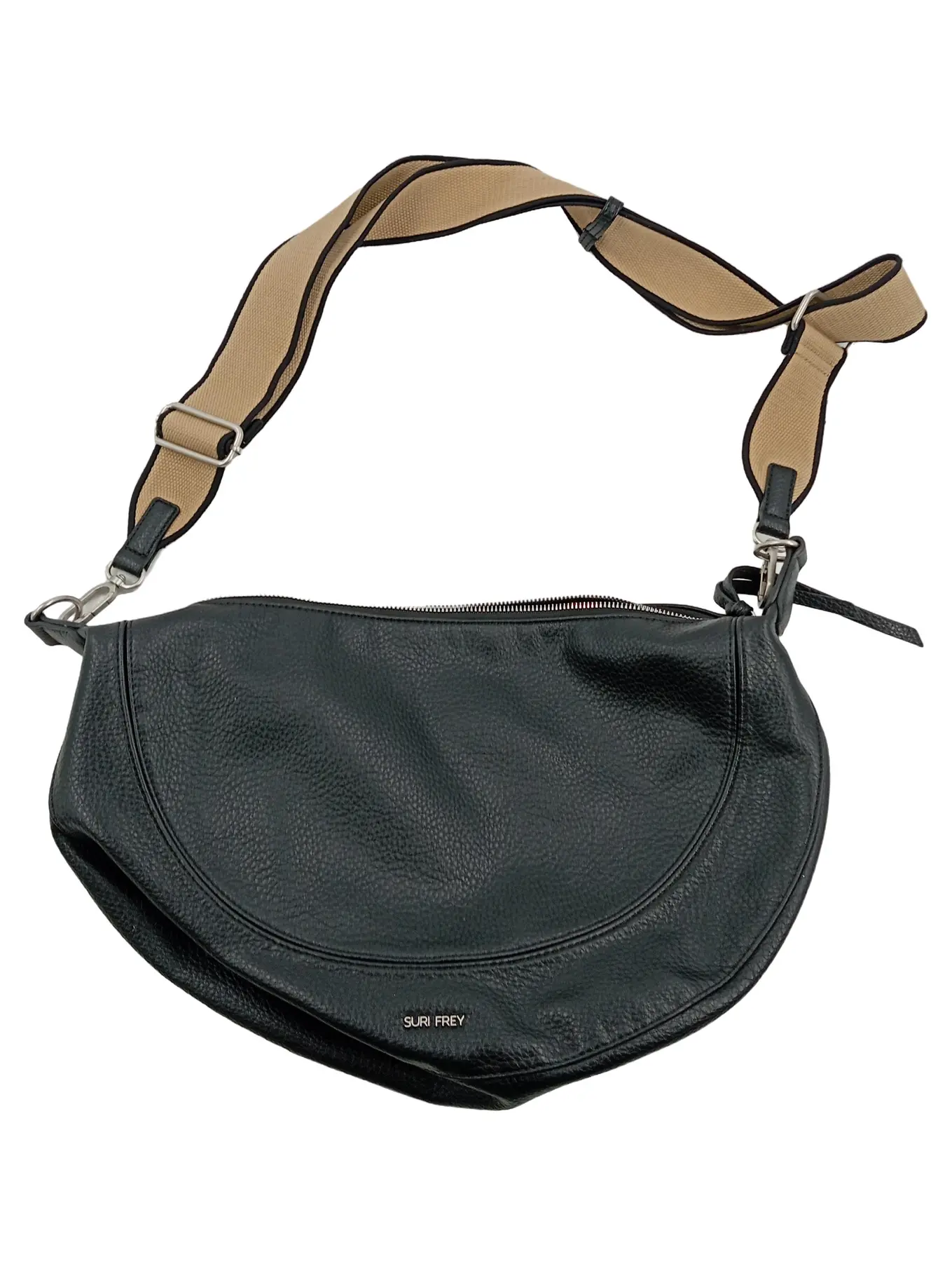 SURI FREY Damen Umhängetasche Schwarz Crossbody Bag Kunstleder 40cm