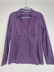 Vorschaubild 13 von Damen Hemdbluse Gr. 38 M Lila Klassisch Langarm