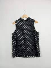 Vorschaubild 3 von Damen Polka Dot Top Ärmellos Schwarz Gr. 36/S Polyester