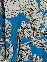 Vorschaubild 3 von Damen Bluse Blumenmuster 3/4 Arm Viskose Leinen Blau Gr. 34 XS