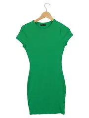 Vorschaubild 1 von FB Sister Damen T-Shirt Kleid Gr. S grün Rippstrick Bodycon