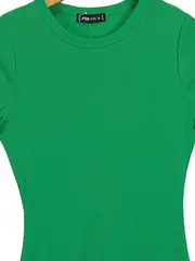 Vorschaubild 2 von FB Sister Damen T-Shirt Kleid Gr. S grün Rippstrick Bodycon