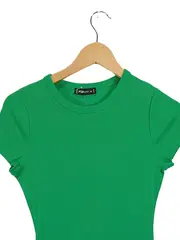 Vorschaubild 3 von FB Sister Damen T-Shirt Kleid Gr. S grün Rippstrick Bodycon