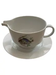 Vorschaubild 1 von KAISER Sauciere Porzellan Weiß Fisch Motiv Klassisch Strukturmuster 16cm