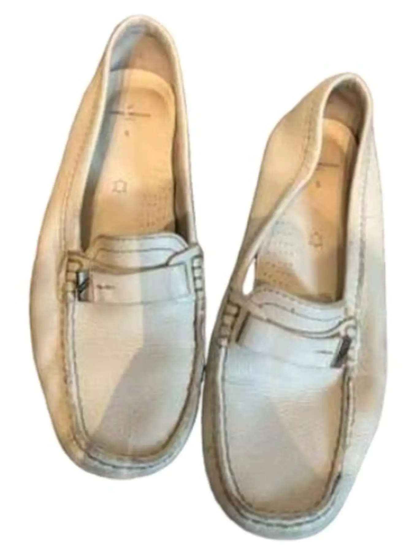DANIEL HECHTER Damen Slipper Gr. 38 Weiß Leder Penny Loafer Klassisch Elegant
