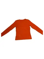 Vorschaubild 3 von Damen Langarmshirt Basic V-Ausschnitt Uni Orange Gr. XS Baumwolle