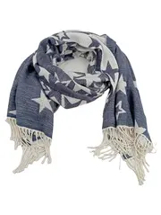 Vorschaubild 1 von Damen Schal Blau Sterne Muster Fransen 200x80cm Polyacryl Casual Modern