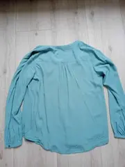 Vorschaubild 2 von Damen Bluse Langarm Türkis Gr. M 38 Viskose Casual