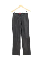 Vorschaubild 1 von Lederhose Damen Gr. 34 (XS) Schwarz Gerade Bein Elegant