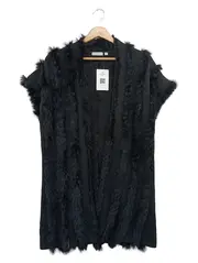 Vorschaubild 1 von Damen Strickjacke Gr. 40/M Schwarz Elegant Fellbesatz