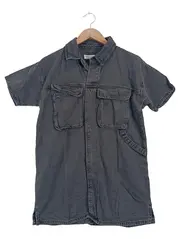 Vorschaubild 1 von Damen Jeansjacke Kurzarm Grau Gr. 34 Baumwolle Casual Denim Hemd