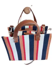 Vorschaubild 2 von Damen Shopper Gestreifte Tragetasche Maritim Mehrfarbig Lederdetails