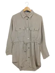Vorschaubild 1 von Damen Hemdbluse Jacke Beige Gr. 36/S Casual Viskose
