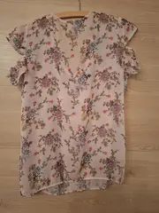 Vorschaubild 2 von Taifun Damen Bluse Blumenmuster Rosa Gr. 38/M Rüschen Kurzarm