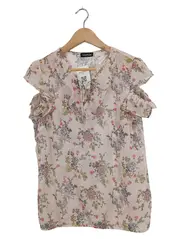 Vorschaubild 1 von Taifun Damen Bluse Blumenmuster Rosa Gr. 38/M Rüschen Kurzarm
