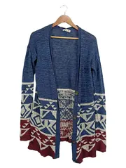 Vorschaubild 1 von Damen Strickjacke Ethno-Muster Casual Mehrfarbig Gr. XS/S