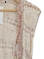 Vorschaubild 4 von EDC Damen Strickkleid Gr. 40/L Beige Casual Lochmuster Fransen