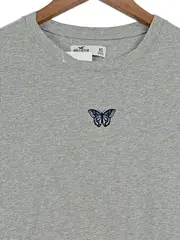 Vorschaubild 2 von Damen T-Shirt Kleid Gr. XS Grau Schmetterling Raffung