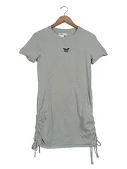 Vorschaubild 1 von Damen T-Shirt Kleid Gr. XS Grau Schmetterling Raffung