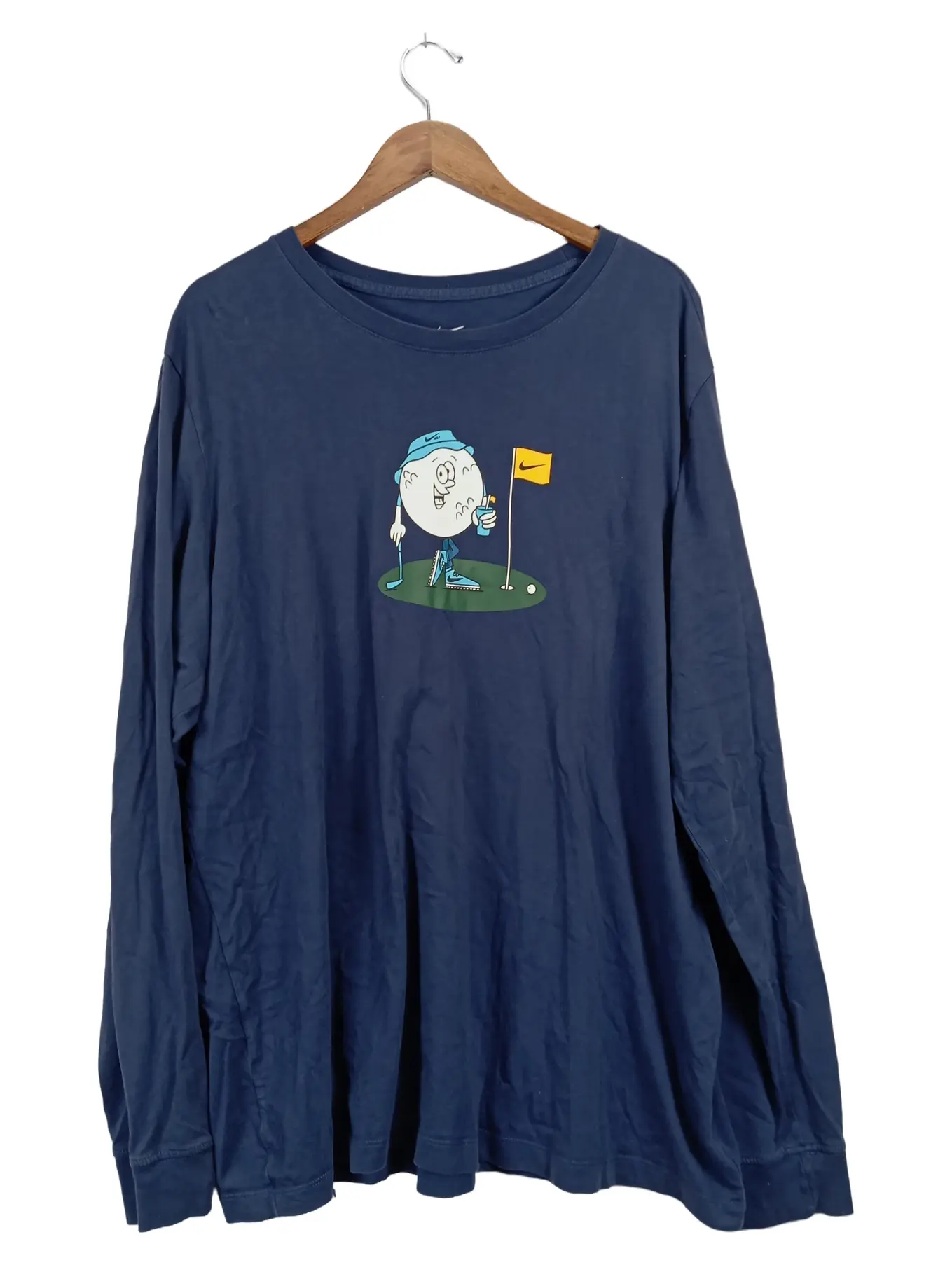 NIKE Herren Langarmshirt Golf Motiv Blau XXL Baumwolle Sportlich