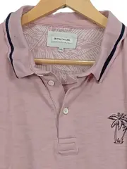 Vorschaubild 2 von Herren Poloshirt Gr. 46/S Rosa Casual Palmenstickerei
