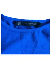 Vorschaubild 4 von T-Shirt Kleid Gr. S/36 Blau Elegant Büro Midikleid Reißverschluss Falten