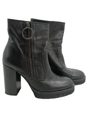 Vorschaubild 2 von Platform Ankle Boot Stiefelette Leder Schwarz Gr. 39 Absatz 10cm