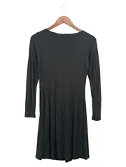 Vorschaubild 2 von Damen Freizeitkleid Gr. 36/S Schwarz Elegant Langarm Raffung Jerseykleid