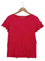 Vorschaubild 1 von Damen T-Shirt Gr. 34/XS Pink Rüschenärmel Baumwolle Modal