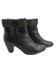 Vorschaubild 1 von Damen Stiefelette Leder schwarz Lammfellimitat Gr. 39
