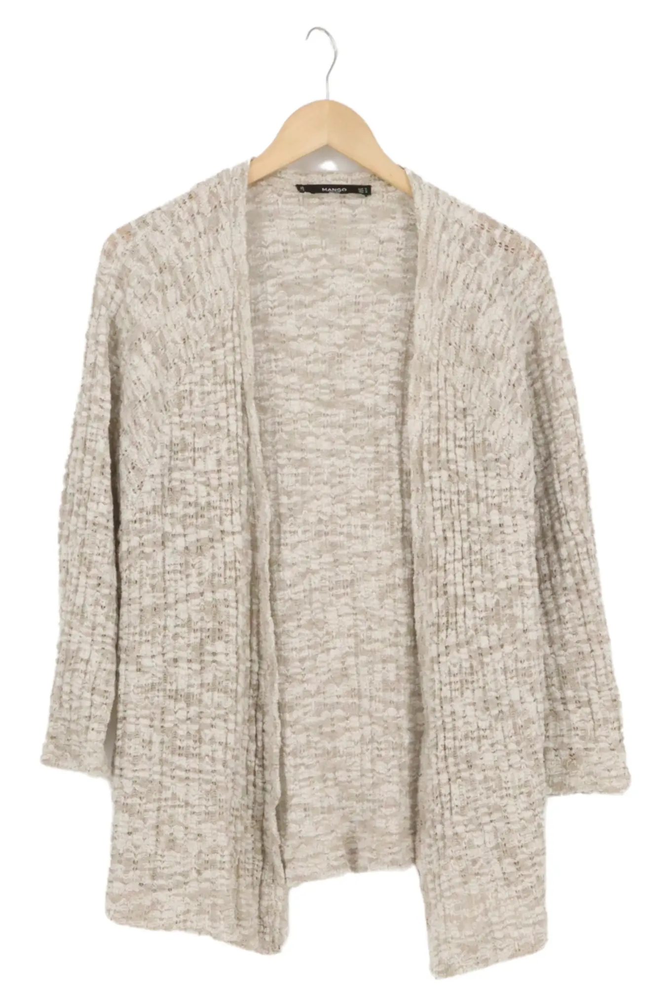 MANGO Damen Strickjacke Cardigan Beige Gr. 38/M Casual Elegant Baumwolle