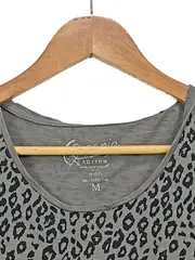Vorschaubild 2 von EDC Damen T-Shirt Grau Leopard Muster Gr. 38/M Casual Organic Cotton
