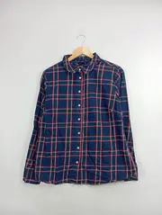 Vorschaubild 2 von Damen Hemdbluse Karohemd Gr. 40/L Blau Kariert Langarm Casual