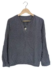 Vorschaubild 1 von Damen Bluse Blau Grafisch Einheitsgröße Casual Langarm