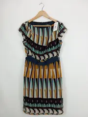 Vorschaubild 2 von Damen Freizeitkleid Gr. 38 Mehrfarbig Grafisches Muster Modern