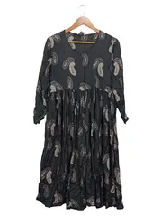 Vorschaubild 1 von Damen Kleid Gr. S Schwarz Paisley Viskose Bohemian Tunika