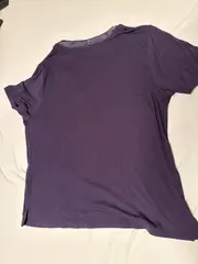 Vorschaubild 2 von Damen T-Shirt Kurzarm Baumwolle Lederdetails Blau Gr. 34/XS