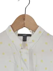 Vorschaubild 3 von Damen Hemdbluse Gr. 40 L Weiß gepunktet Viskose Langarm Casual